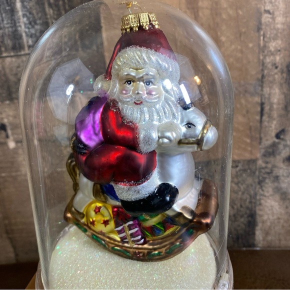 Designers Studio Hand Crafted Glass Santa on a Rocking Horse Christmas Ornament - Picture 8 of 10